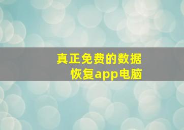 真正免费的数据恢复app电脑