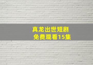 真龙出世短剧免费观看15集