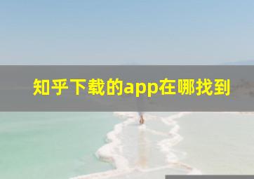 知乎下载的app在哪找到