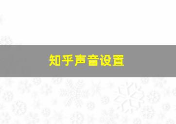 知乎声音设置