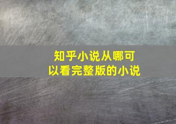 知乎小说从哪可以看完整版的小说