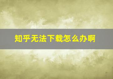 知乎无法下载怎么办啊