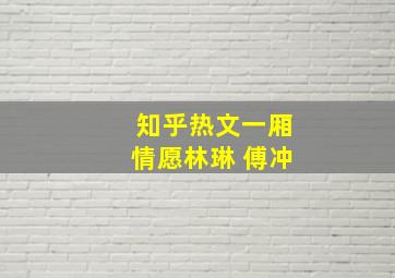 知乎热文一厢情愿林琳 傅冲