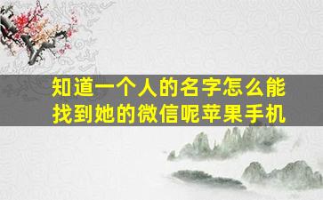 知道一个人的名字怎么能找到她的微信呢苹果手机