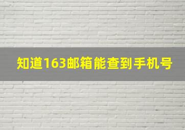 知道163邮箱能查到手机号