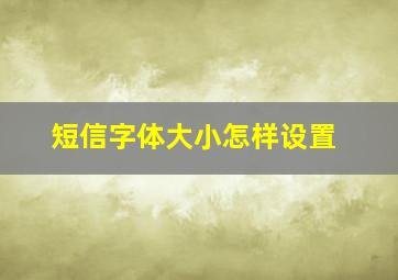 短信字体大小怎样设置