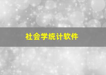 社会学统计软件