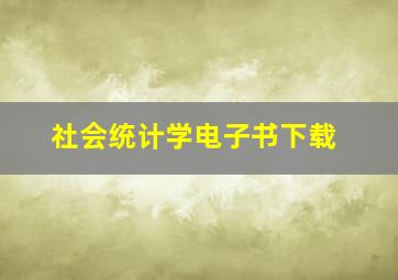 社会统计学电子书下载