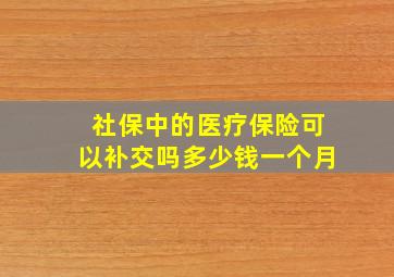 社保中的医疗保险可以补交吗多少钱一个月