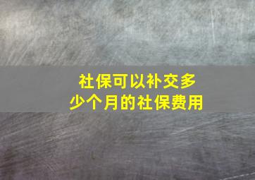 社保可以补交多少个月的社保费用