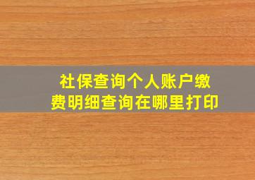 社保查询个人账户缴费明细查询在哪里打印