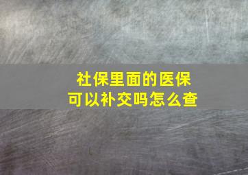 社保里面的医保可以补交吗怎么查