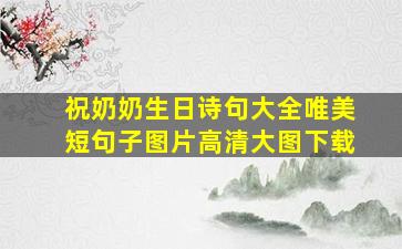 祝奶奶生日诗句大全唯美短句子图片高清大图下载