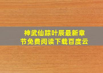 神武仙踪叶辰最新章节免费阅读下载百度云