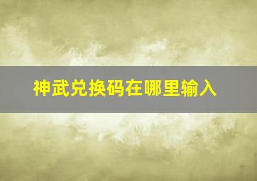 神武兑换码在哪里输入