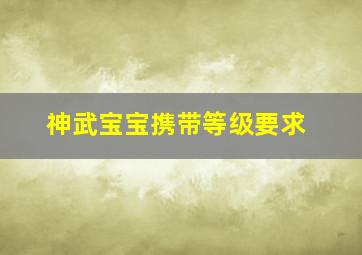 神武宝宝携带等级要求