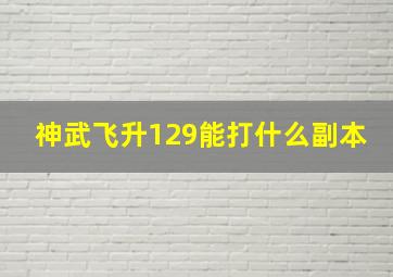 神武飞升129能打什么副本