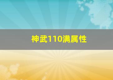 神武110满属性