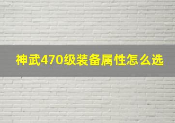 神武470级装备属性怎么选