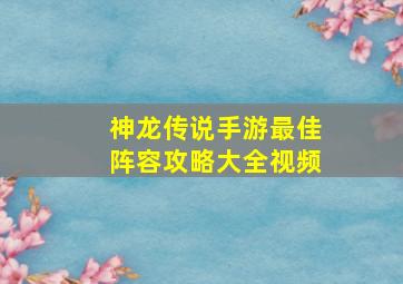 神龙传说手游最佳阵容攻略大全视频