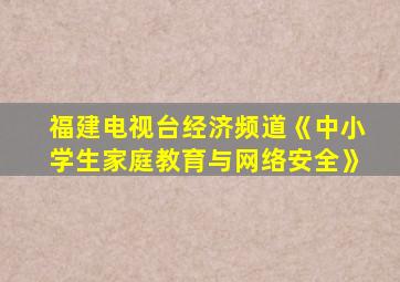 福建电视台经济频道《中小学生家庭教育与网络安全》