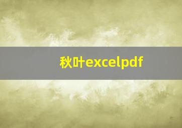 秋叶excelpdf