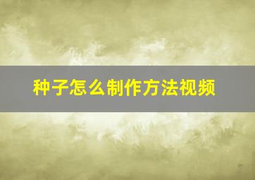 种子怎么制作方法视频