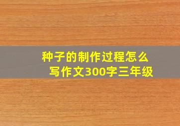 种子的制作过程怎么写作文300字三年级