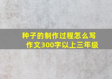 种子的制作过程怎么写作文300字以上三年级