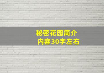 秘密花园简介内容30字左右