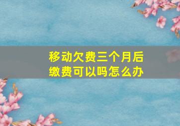 移动欠费三个月后缴费可以吗怎么办