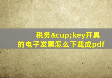 税务∪key开具的电子发票怎么下载成pdf