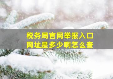 税务局官网举报入口网址是多少啊怎么查