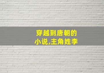 穿越到唐朝的小说,主角姓李