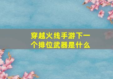 穿越火线手游下一个排位武器是什么