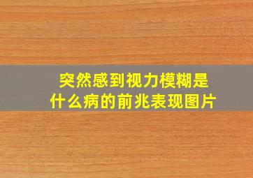 突然感到视力模糊是什么病的前兆表现图片