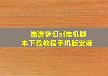 端游梦幻sf挂机脚本下载教程手机版安装