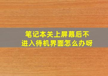 笔记本关上屏幕后不进入待机界面怎么办呀