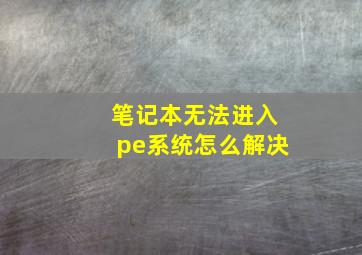 笔记本无法进入pe系统怎么解决