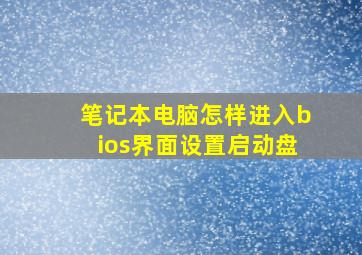 笔记本电脑怎样进入bios界面设置启动盘