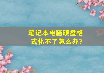 笔记本电脑硬盘格式化不了怎么办?