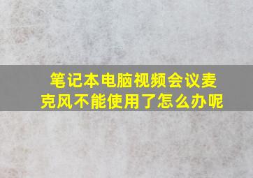 笔记本电脑视频会议麦克风不能使用了怎么办呢