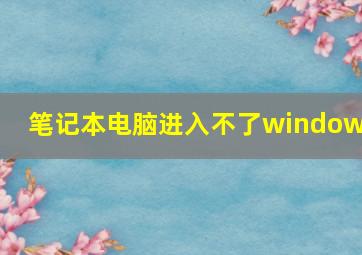 笔记本电脑进入不了windows