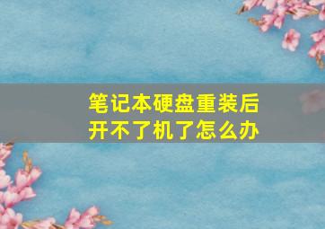 笔记本硬盘重装后开不了机了怎么办