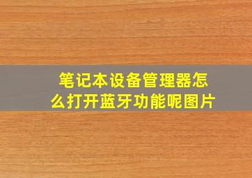 笔记本设备管理器怎么打开蓝牙功能呢图片