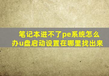 笔记本进不了pe系统怎么办u盘启动设置在哪里找出来