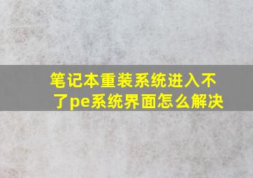 笔记本重装系统进入不了pe系统界面怎么解决