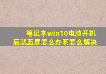 笔记本win10电脑开机后就蓝屏怎么办啊怎么解决