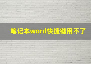 笔记本word快捷键用不了