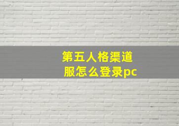 第五人格渠道服怎么登录pc